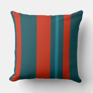 Teal Red and Blue Stripes Cushion