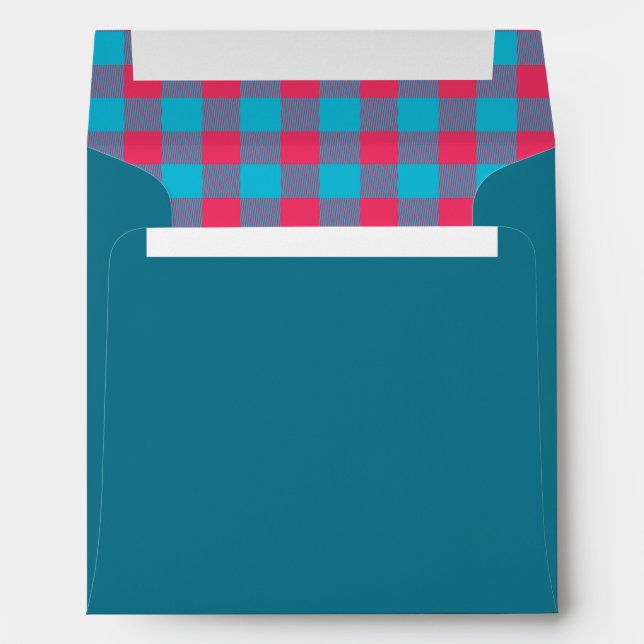 Teal & Red Buffalo Check Square Envelope (Back (Bottom))