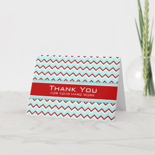 Teal Red Chevron Employee Appreciation Card