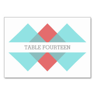 Teal Red Geometric Triad Table Card