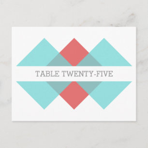 Teal Red Geometric Triad Table Number Postcard
