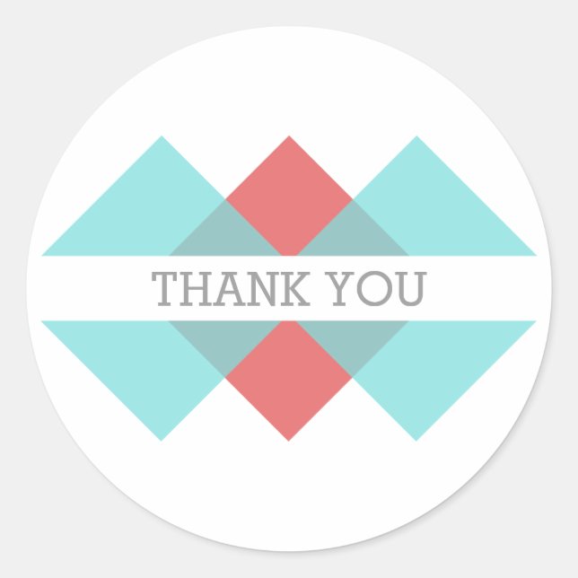 Teal Red Geometric Triad Thank You Stickers (Front)