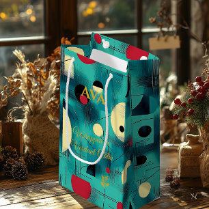 Teal & Red Geometric Vibrance Contemporary Art Small Gift Bag