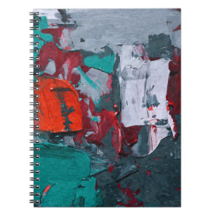 Teal Red Gray Urban Texture Abstract Notebook