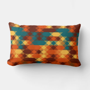 Teal, red, orange and yellow geometric lumbar cushion