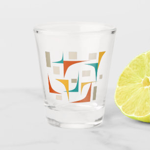 Teal Red Orange Corners Mid Century Modern Shot Glass