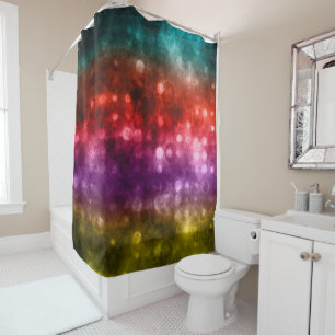 Teal, Red, Purple & Chartreuse Bokeh Design Shower Curtain