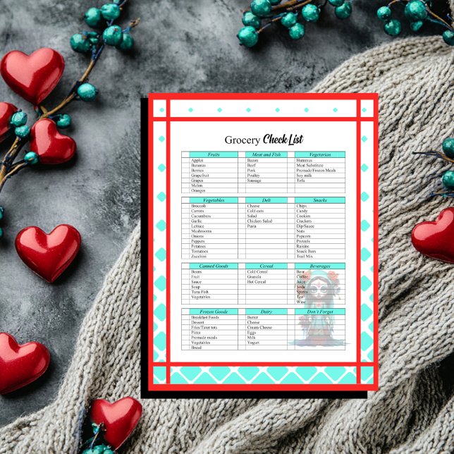 Teal Red Roses Sugar Skull Grocery List Notepad (Creator Uploaded)