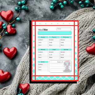 Teal Red Roses Sugar Skull Meal Ideas Notepad