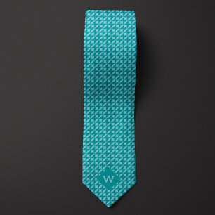 Teal Reflected Crescents Casual Tie