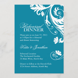 Teal Rehearsal Dinner Invitations