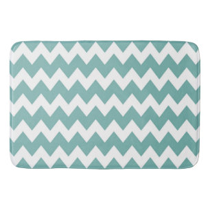 Teal Retro Colourful Modern Chevron ZigZag Pattern Bath Mat
