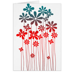 Teal Retro Flowers
