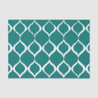Teal Retro Geometric Ikat Tribal Print Pattern