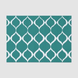Teal Retro Geometric Ikat Tribal Print Pattern Tissue Paper