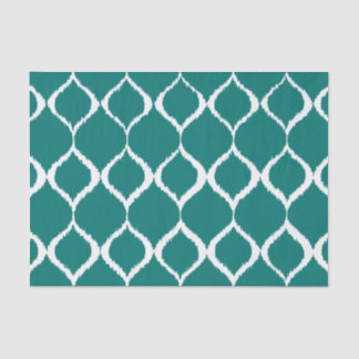 Teal Retro Geometric Ikat Tribal Print Pattern Tissue Paper