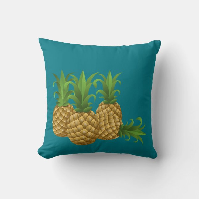 Teal Retro Vintage Pineapple Cushion (Front)