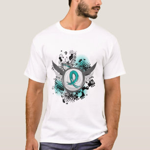 Teal Ribbon And Wings Ovarian Cancer T-Shirt