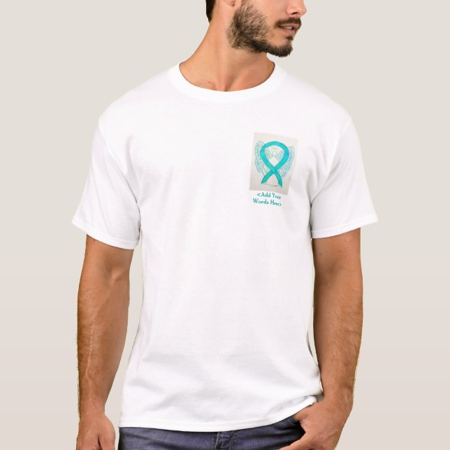 Teal Ribbon Angel Cause Awareness Custom Shirts (Front)