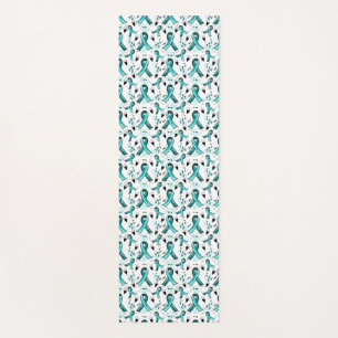 Teal Ribbon Awareness Seamless Pattern Yoga Mat