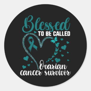 Teal Ribbon Blessed to Be Ovarian Cancer Survivor Classic Round Sticker