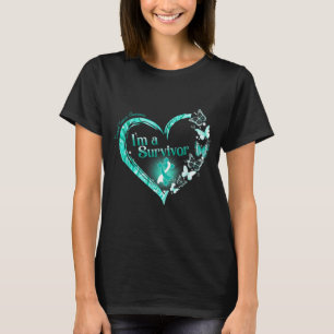 Teal Ribbon Butterfly Cervical Cancer A Survivor T-Shirt
