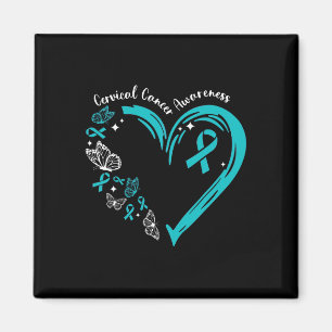 Teal Ribbon Butterfly Heart Cervical Cancer Awaren Magnet