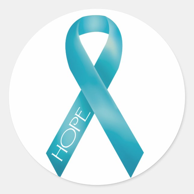 Teal Ribbon Classic Round Sticker (Front)
