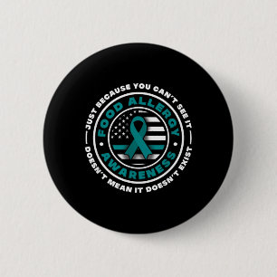 Teal Ribbon Food Allergy Awareness 6 Cm Round Badge