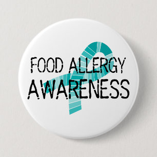 Teal Ribbon Food Allergy Awareness Shades of Teal 7.5 Cm Round Badge