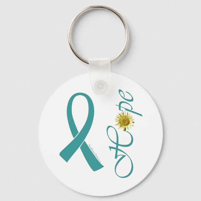 Teal Ribbon Hope Key Chain (Front)