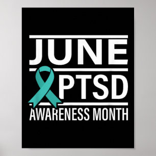 Teal Ribbon June Ptsd Awareness Month  Poster