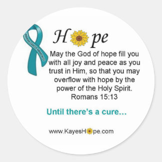 Teal Ribbon Ovarian Cancer Hope Classic Round Sticker