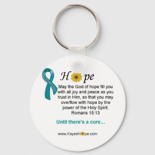 Teal Ribbon Ovarian Cancer Hope Key Ring