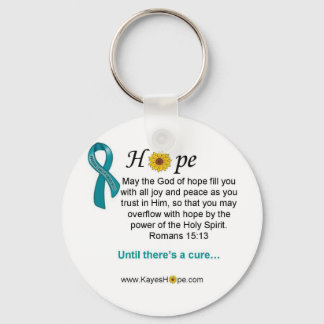 Teal Ribbon Ovarian Cancer Hope Key Ring