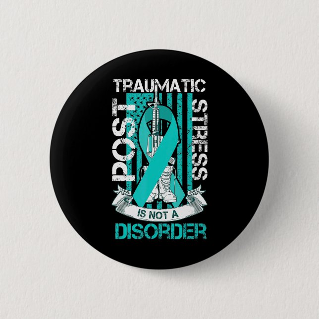 Teal Ribbon Post Traumatic Stress Flag Ptsd Awaren 6 Cm Round Badge (Front)