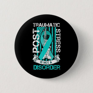Teal Ribbon Post Traumatic Stress Flag Ptsd Awaren 6 Cm Round Badge