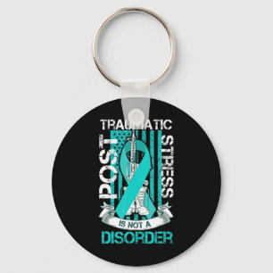 Teal Ribbon Post Traumatic Stress Flag Ptsd Awaren Key Ring
