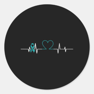 Teal Ribbon Ptsd Heartbeat Ptsd Awareness Classic Round Sticker