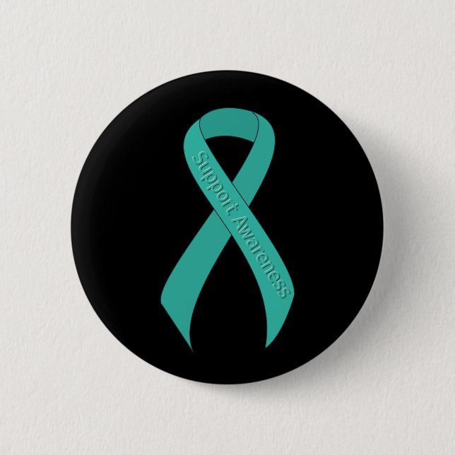 Teal Ribbon Support Awareness 6 Cm Round Badge (Front)