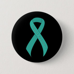 Teal Ribbon Support Awareness 6 Cm Round Badge