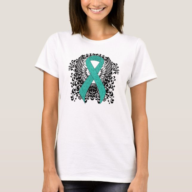 Teal Ribbon Support Awareness T-Shirt (Front)