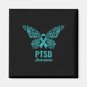 Teal Ribbon With Butterflies- Ptsd Awareness  Magnet