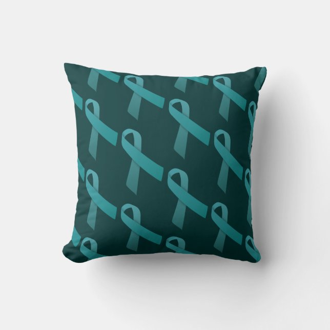 Teal Ribbons Tiled Pattern Cushion (Front)