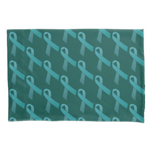 Teal Ribbons Tiled Pattern Pillowcase
