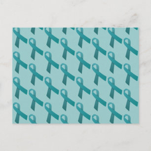 Teal Ribbons Tiled Pattern Postcard