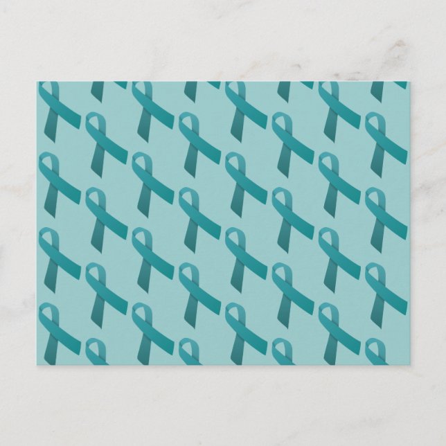 Teal Ribbons Tiled Pattern Postcard (Front)