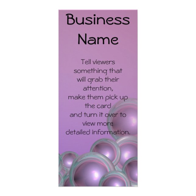 Teal Ringed Purple Bubble Abstract Rack Card (Front)
