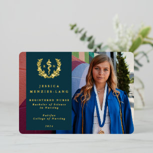 Teal RN Asclepius Graduation Photo Announcement