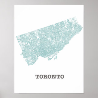 Teal Road Network Map of Toronto Poster